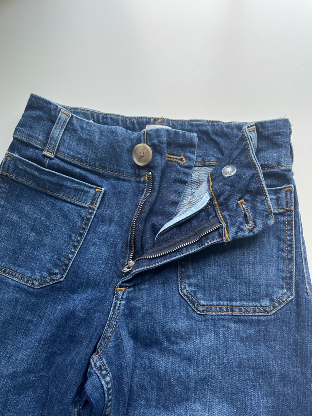 Anthropologie Maeve The Colette Jeans Wide Leg Crop Patch Pocket Blue 25 Petite - Picture 7 of 12